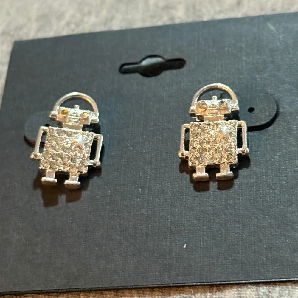 Silver Robot Earrings NWT